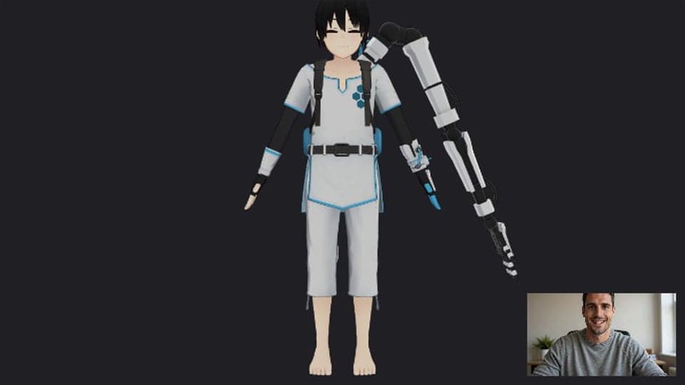 VRM Viewer showing the Seed-san sample model with face, upper body and full body view buttons