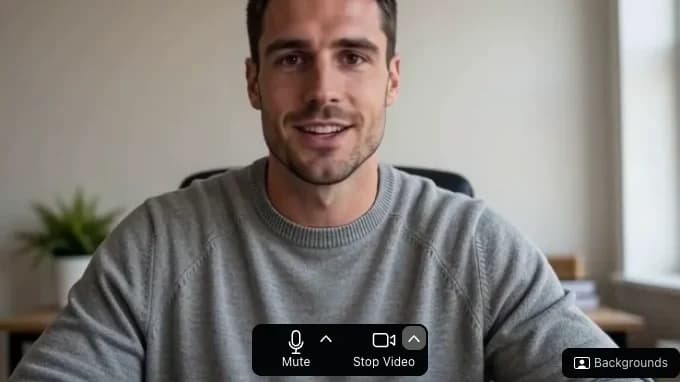Zoom's join screen in Chrome, still showing the normal webcam
