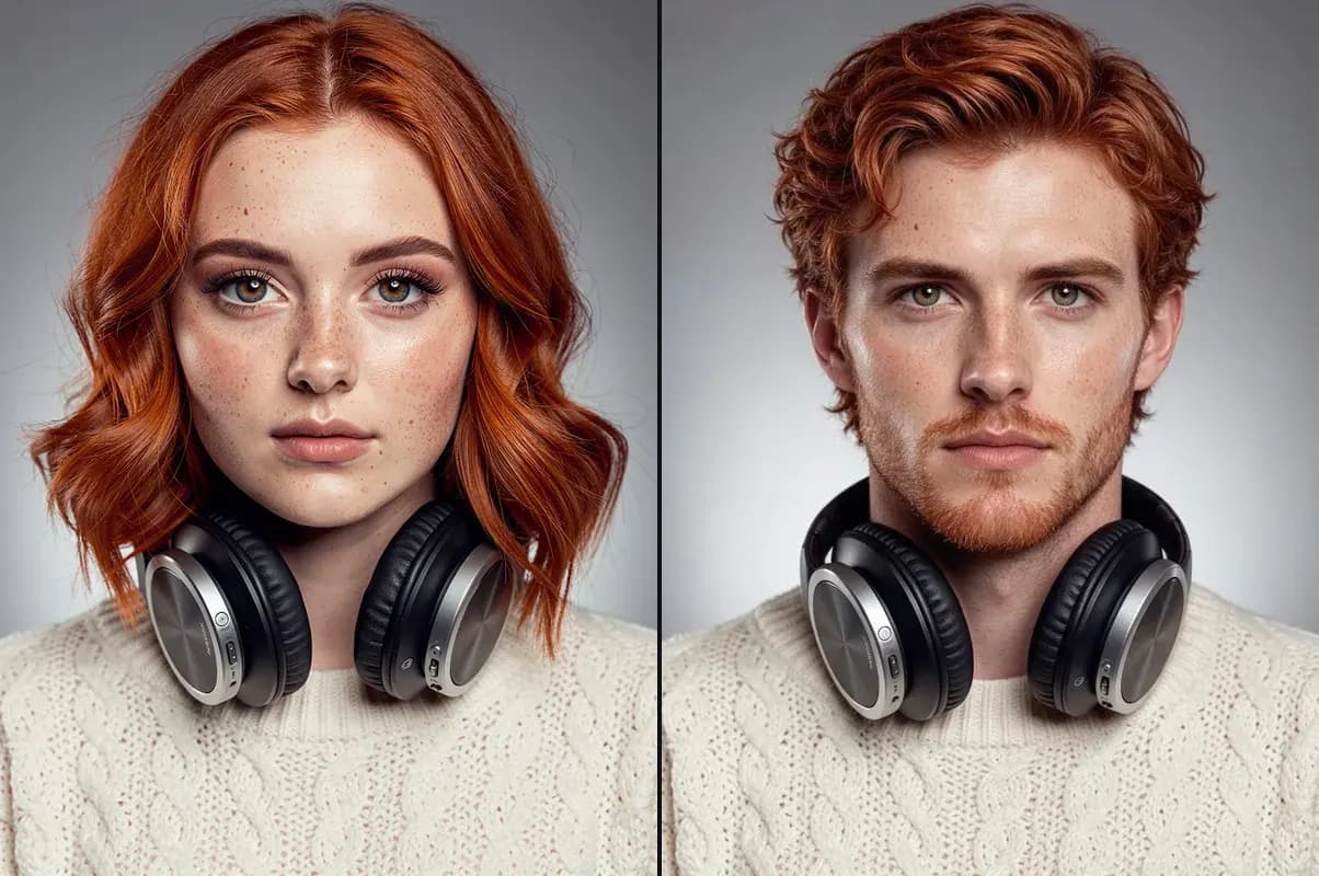 A woman before and after the gender swap filter