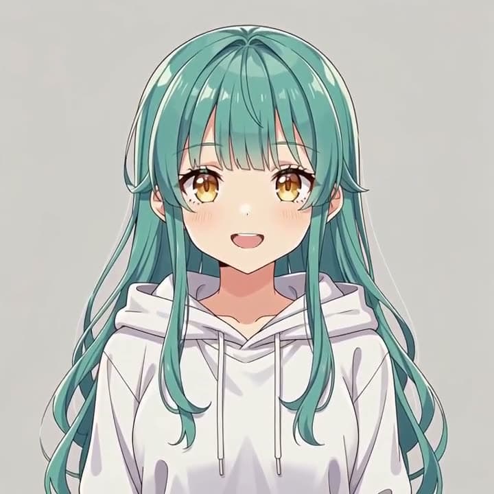 An anime character portrait turned into a talking video, welcoming viewers back to a stream