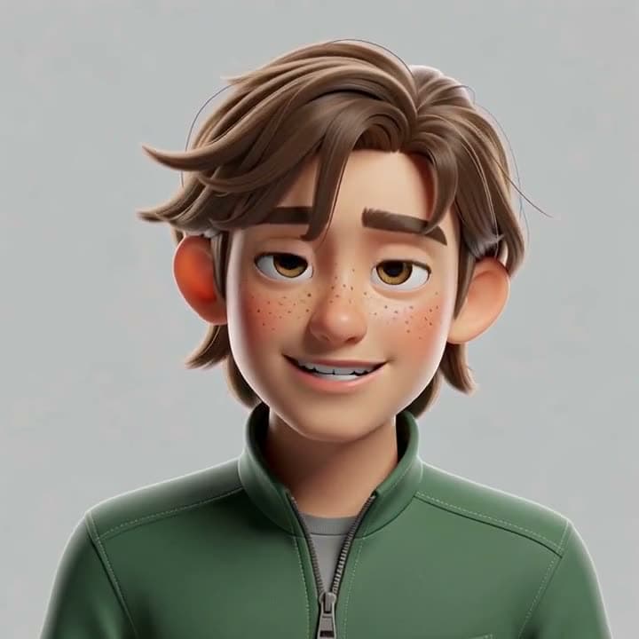 A 3D cartoon character portrait talking with natural head movement