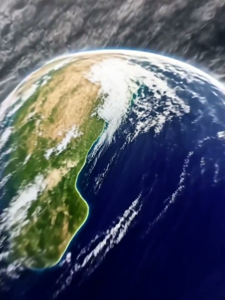 A selfie in a park that zooms out through the clouds until the whole Earth is in view