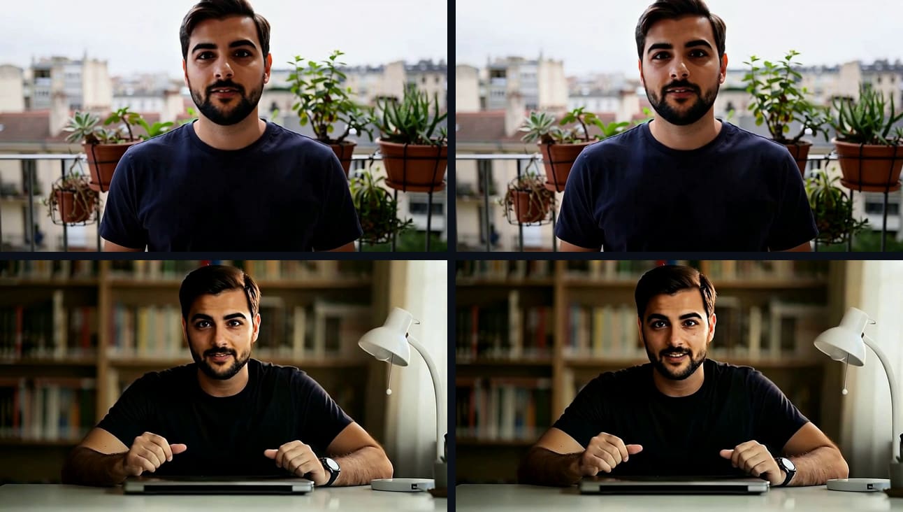 The last frame before and the first frame after each 60-second seam in the joined swap
