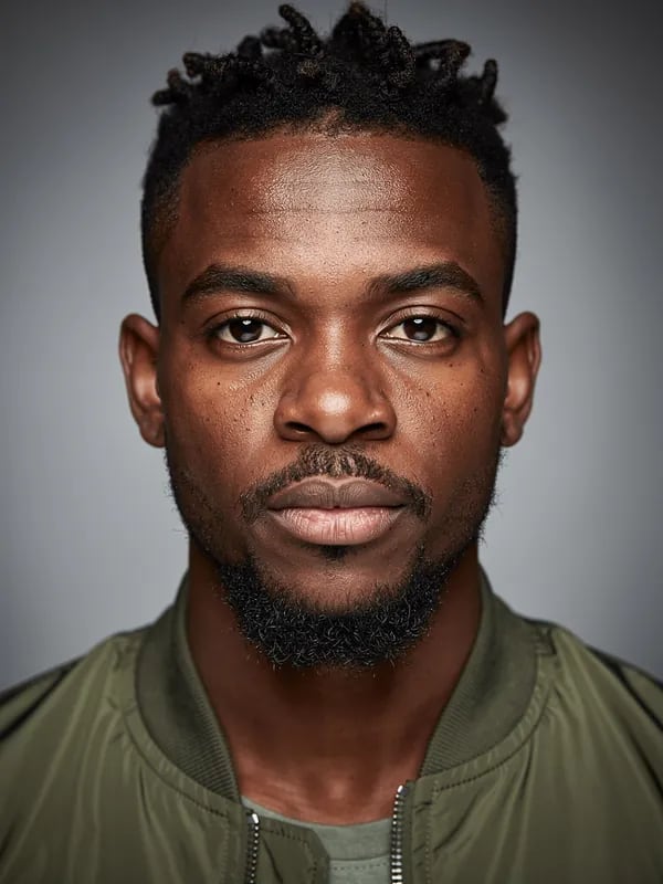Portrait photo of a man in an olive jacket, before the filter