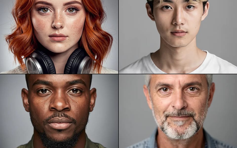 Four fictional characters made by the generator