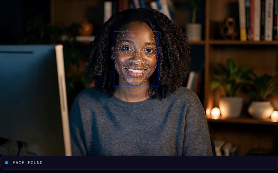 Face-Tracking-Test: Gesicht erkannt und verfolgt