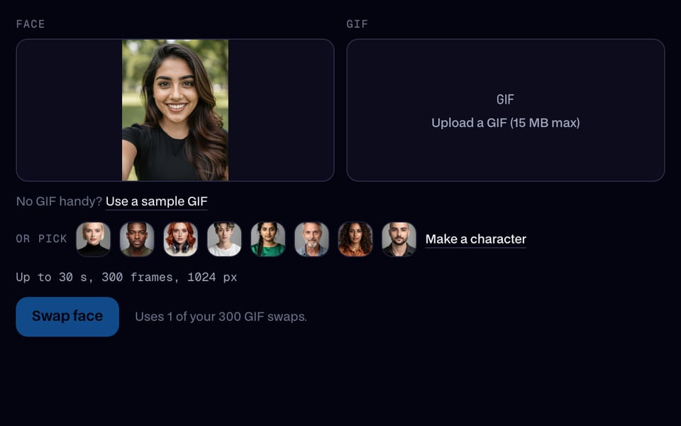 GIF Face Swap with a selfie added as the face