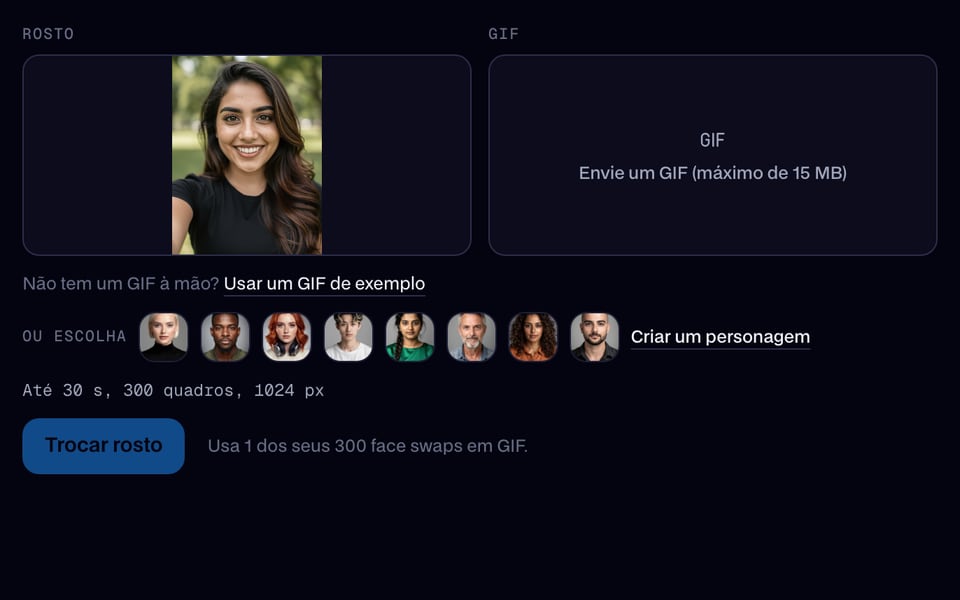 GIF Face Swap com uma selfie adicionada como rosto