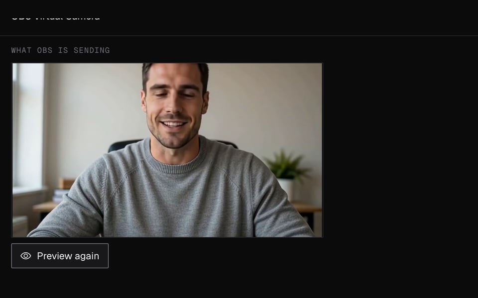 A preview of what OBS is sending