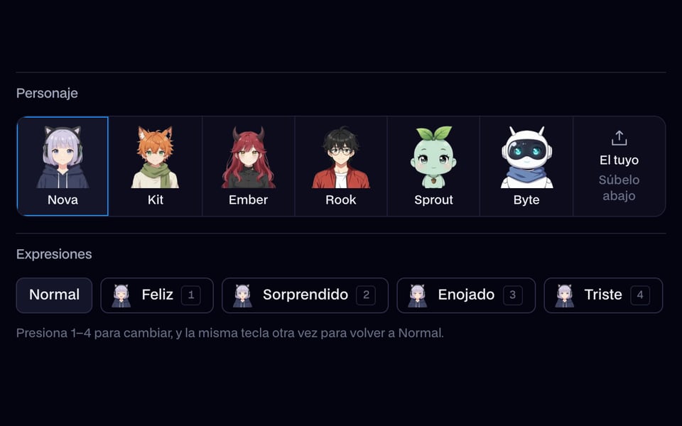 Elige un personaje inicial o sube tus propias imágenes