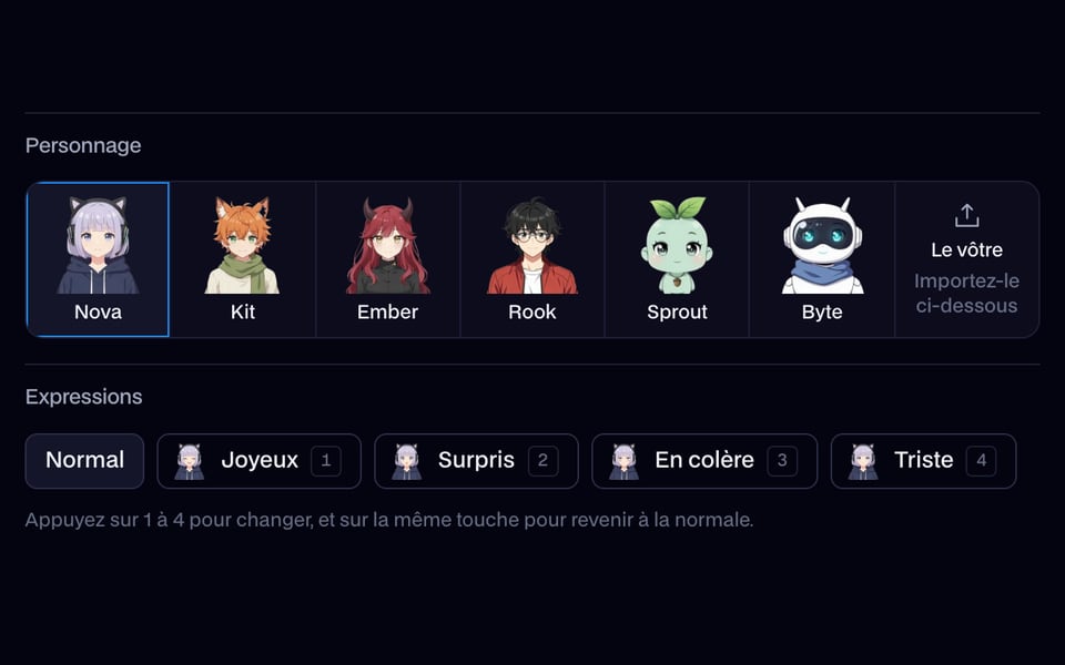 Choisissez un personnage de départ ou importez vos propres images
