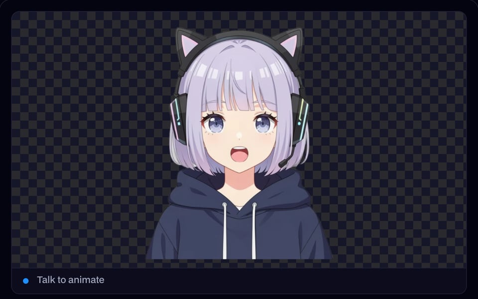 Der 2D-Avatar spricht, wenn das Mikrofon Sprache hört