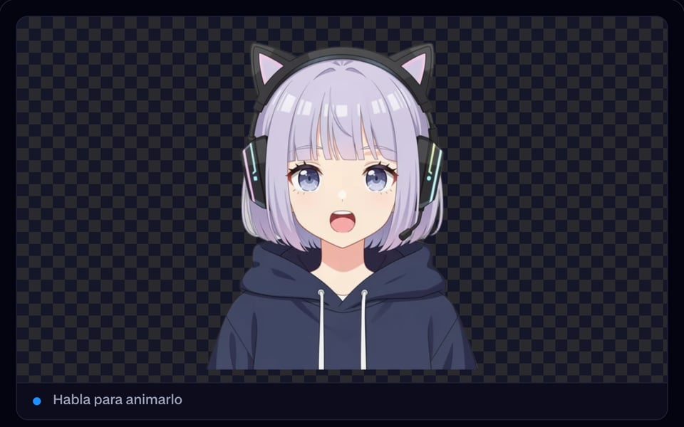 El avatar 2D hablando cuando el micrófono detecta voz