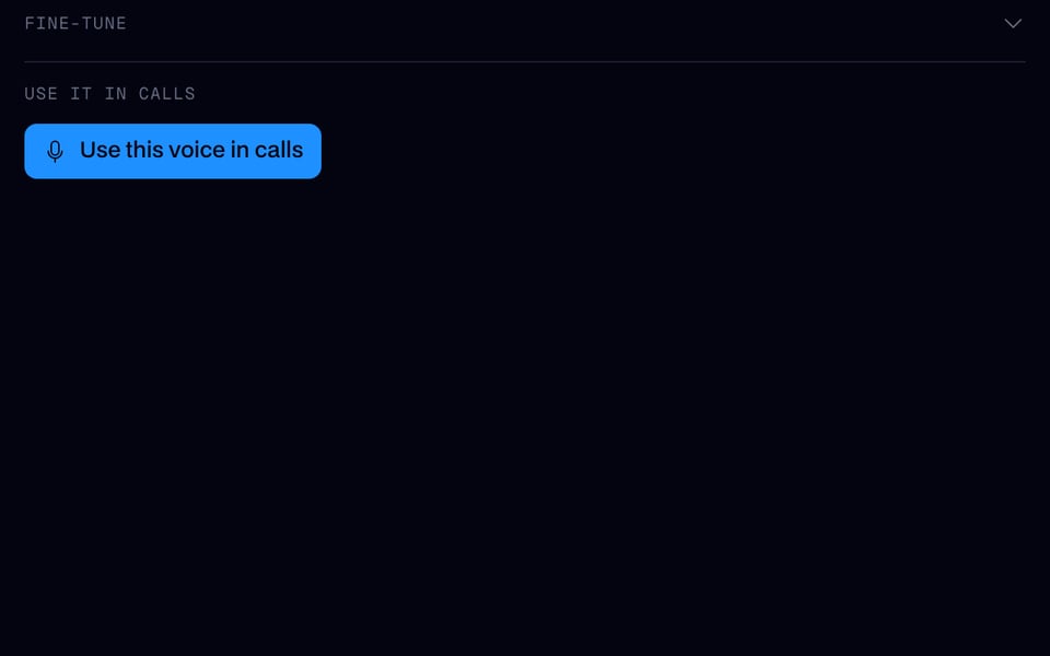 Fine-tune sliders and the button that sends the voice to calls