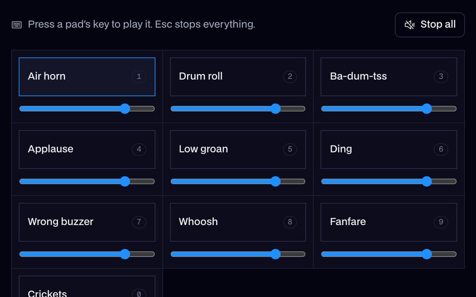 Press a pad's number key to play it