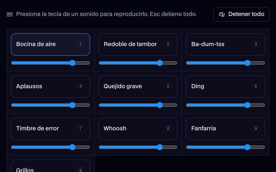 Presiona la tecla numérica de un botón para reproducirlo