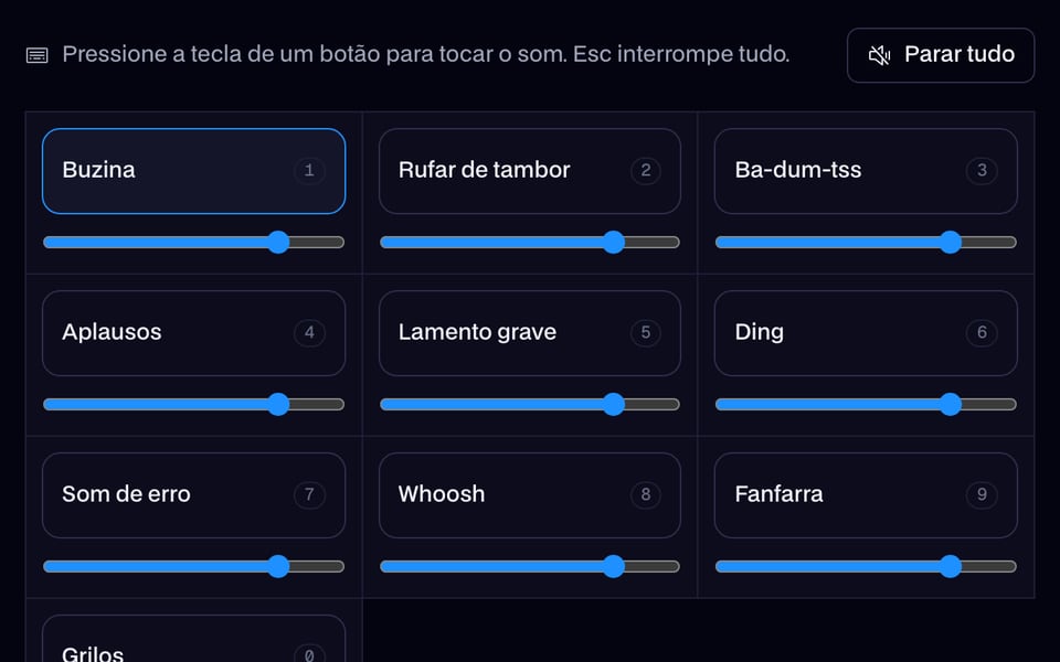 Pressione a tecla numérica de um botão para tocá-lo