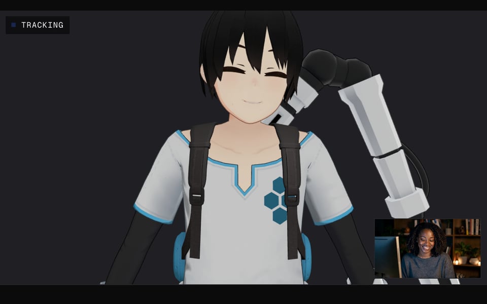 The 3D avatar following the webcam face