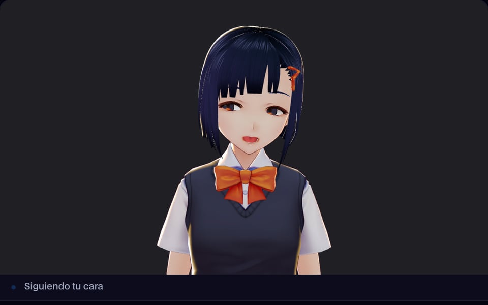 El avatar 3D siguiendo la cara en la cámara web