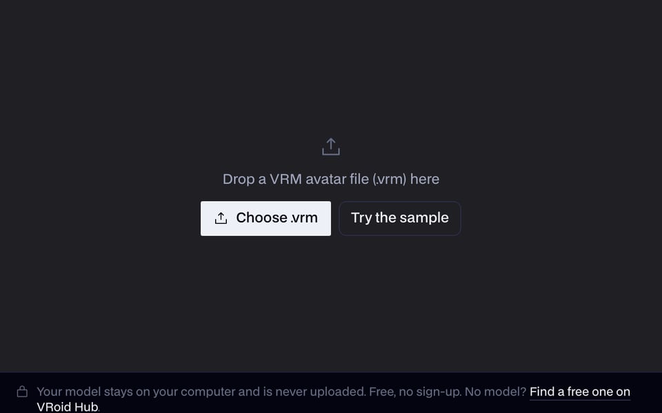 Drop a .vrm file or try the sample model