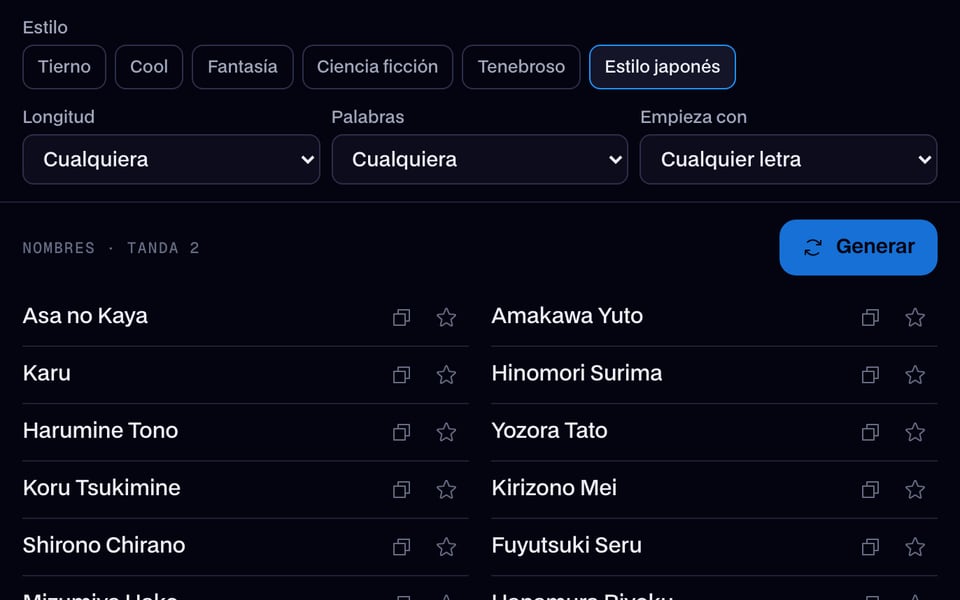 Una nueva tanda de nombres al estilo japonés